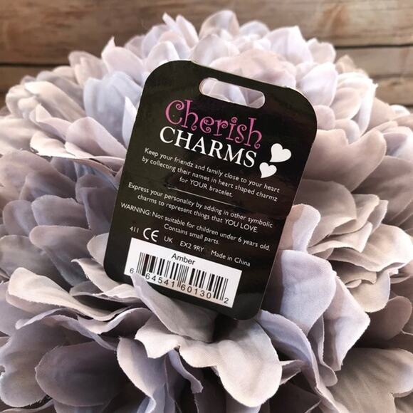 Cherish Charms AMBER Name Bracelet Charm NEW NWT Silvertone Silver Tone - Picture 3 of 3